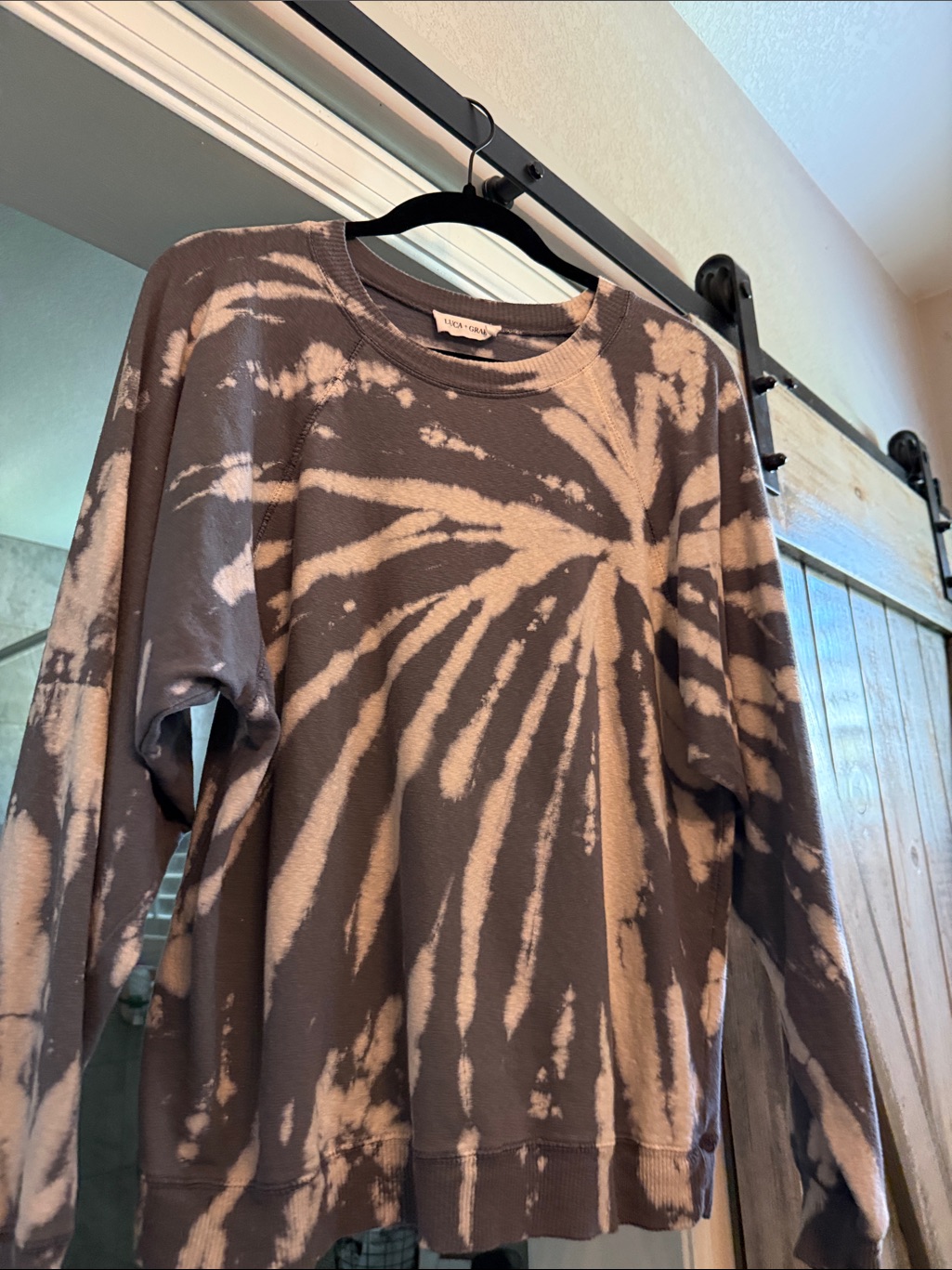 Tie-Dye Scoop Neck Sweatshirt - Taupe & Cream